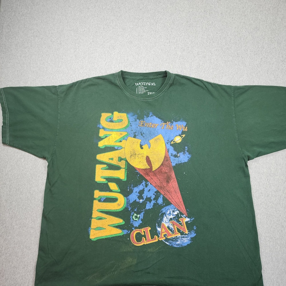 Wu-Tang Clan Graphic T-Shirt Mens 2X/3X Green Good Enter The Wu Space Rap Tee